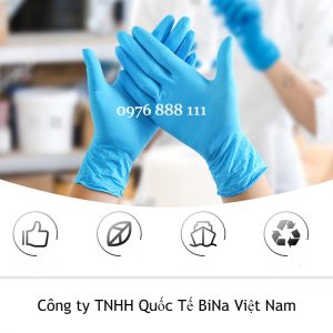 Găng tay phòng sạch nitrile màu xanh